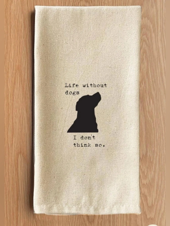 Other - New! Dog Silhouette Tea Towel - Cream with Black Print